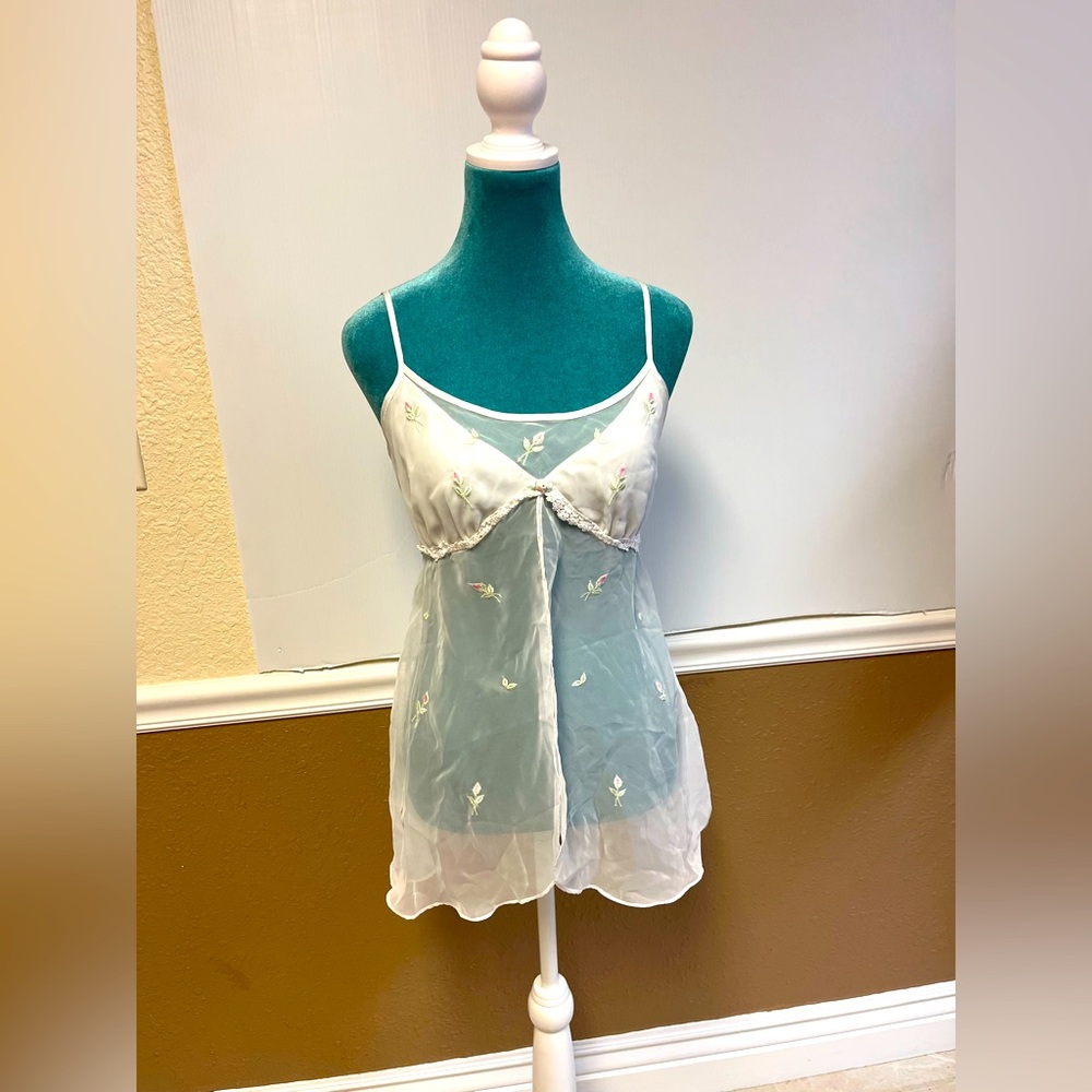 Vintage Sheer White Babydoll Lingerie – Seductive Wear by Cinema Etoile Floral